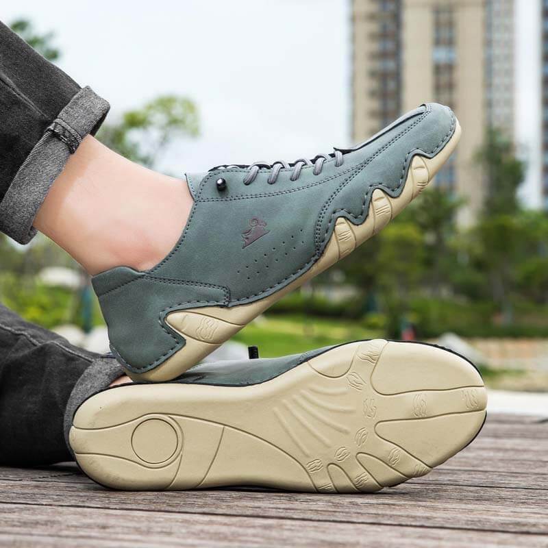 Damen Handgefertigte aus Wildleder mit Klettverschluss, Beck-Schuhe, wasserdichte Leder-Freizeit-Sneaker, rutschfest, atmungsaktiv