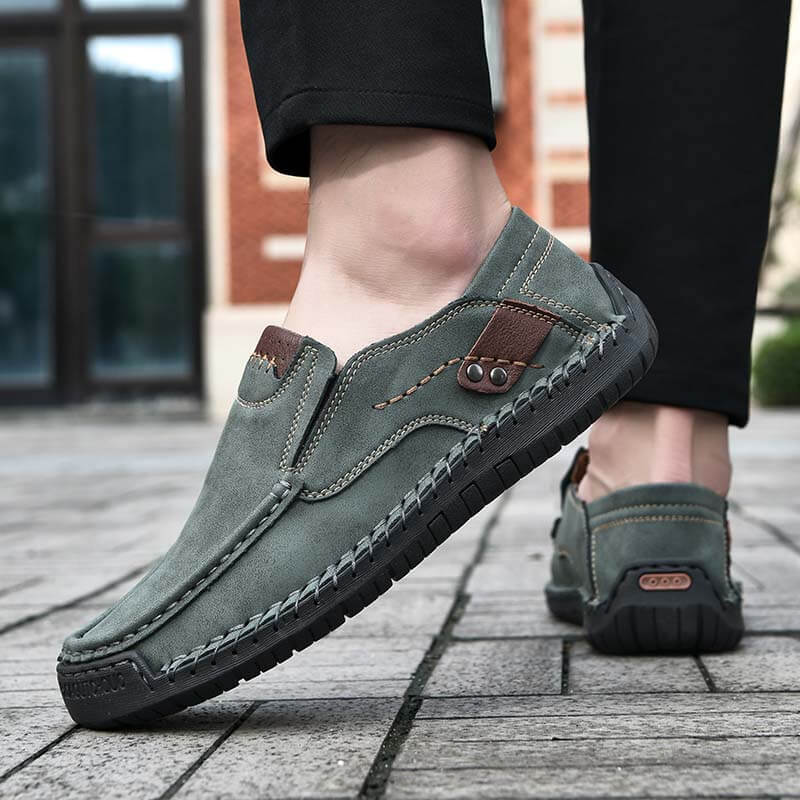 Frühling Herren Casual Outdoor Echtleder Handgefertigte Loafer Schuhe