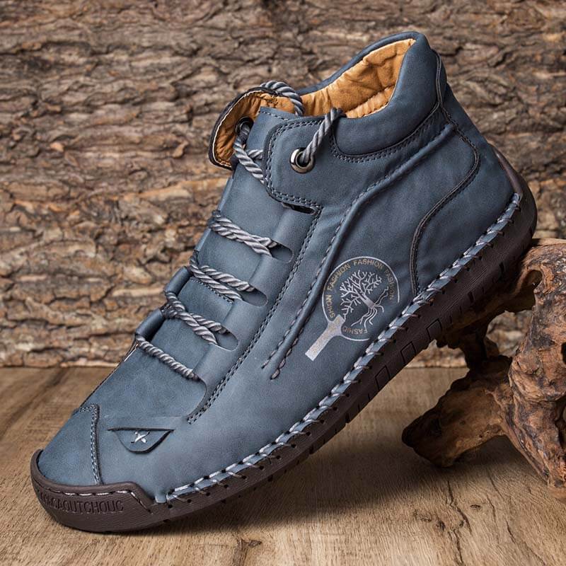 Herren Hand nähen Leder rutschfeste bequeme Stiefeletten