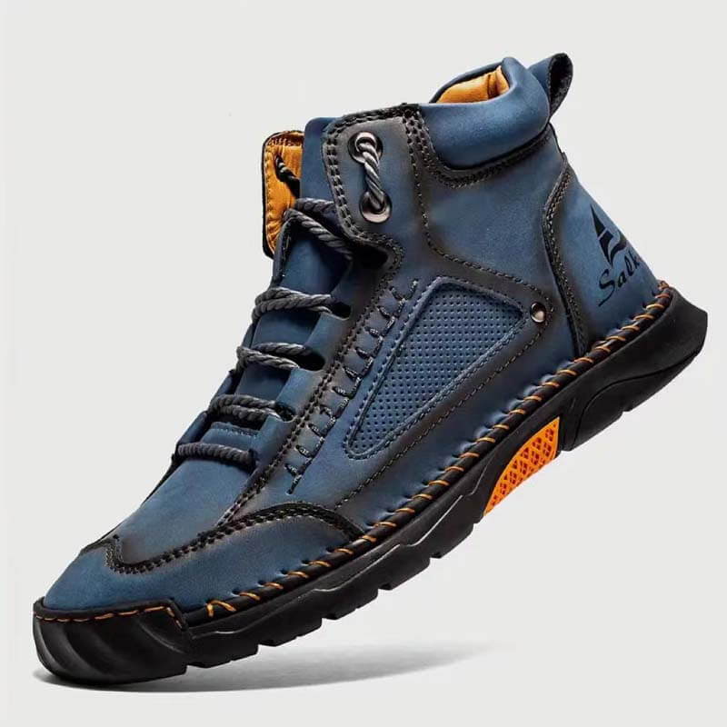 Herren Casual Leder Fashion Sneakers Knöchel Chukka Boots Handgefertigte Leichte Loafer Mid-Top Dress Boots Walking Driving Schuhe