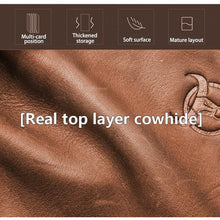 Cargar imagen en el visor de la galería, Hombres BullCaptain Retro Cuero Billetera Cierre de cuero Hebilla Billetera corta Tarjeta de billetera Billetera RFID QB06