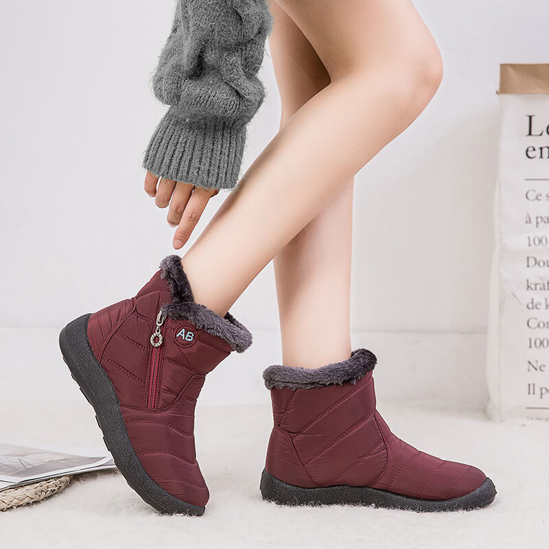 Women's winter snowshoes ankle short boots slip on waterproof outdoor women ankle boots fur -lined warm shoes