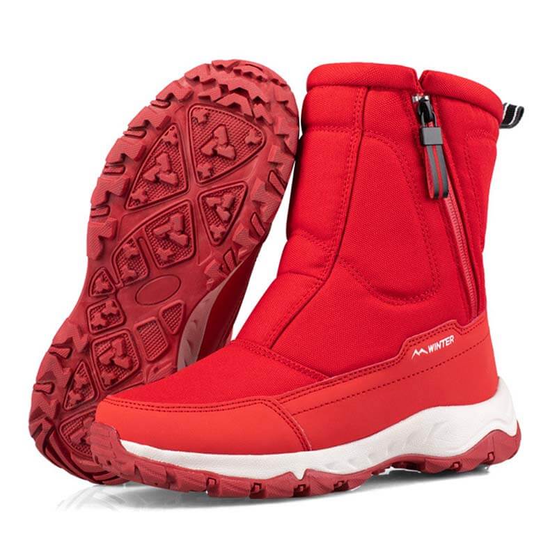 Damen-Schneestiefel mit seitlichem Reißverschluss, wasserdicht, rutschfest, abriebfest, dick und samtig warm