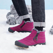 Lade das Bild in den Galerie-Viewer, Warm gefütterte Schneestiefel, Reißverschluss, kurzer Schaft, flache, bequeme Outdoor-Stiefel, rutschfest und wasserdicht, Winter-Barfußschuhe (Unisex)