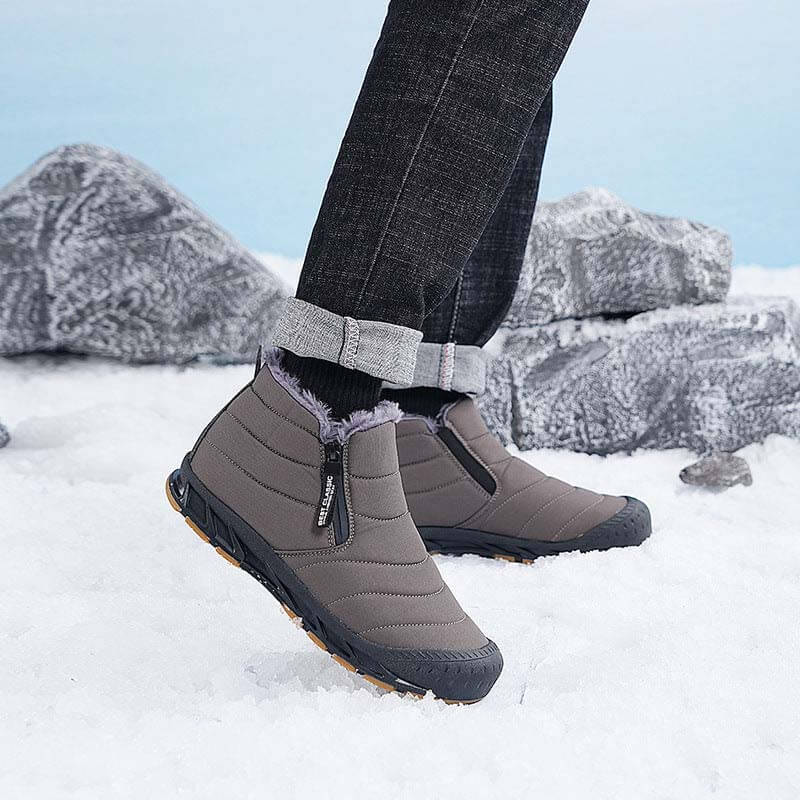 Winterschuhe Warm Gefüttert Schneestiefel Reißverschluss Kurzschaft Stiefel Flach Winter Outdoor Boots Bequem Rutschfeste Winterstiefel (Unisex)
