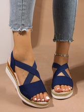 Lade das Bild in den Galerie-Viewer, Damen Sommer Gummiband Keilabsatz Dicker Boden Sandalen Peep-Toe Schuhe
