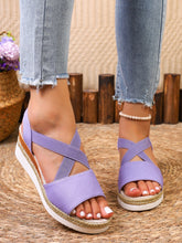 Lade das Bild in den Galerie-Viewer, Damen Sommer Gummiband Keilabsatz Dicker Boden Sandalen Peep-Toe Schuhe
