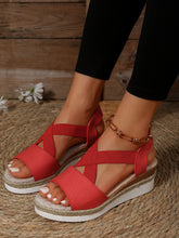 Lade das Bild in den Galerie-Viewer, Damen Sommer Gummiband Keilabsatz Dicker Boden Sandalen Peep-Toe Schuhe
