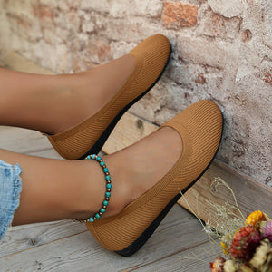 Damen Frühling Runde Zehen Flache Einzelschuhe Mokassins Sport Freizeitschuhe