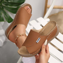 Lade das Bild in den Galerie-Viewer, Damen Sandalen mit Keilabsatz und einem Riemen, Sommer, Strand, Outdoor, Peep-Toe-Schuhe
