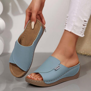 Damen Sandalen mit Keilabsatz und einem Riemen, Sommer, Strand, Outdoor, Peep-Toe-Schuhe