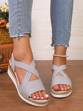 Lade das Bild in den Galerie-Viewer, Damen Sommer Gummiband Keilabsatz Dicker Boden Sandalen Peep-Toe Schuhe
