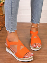 Lade das Bild in den Galerie-Viewer, Damen Sommer Gummiband Keilabsatz Dicker Boden Sandalen Peep-Toe Schuhe
