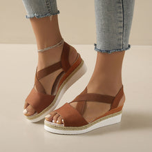 Lade das Bild in den Galerie-Viewer, Damen Sommer Gummiband Keilabsatz Dicker Boden Sandalen Peep-Toe Schuhe
