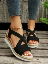 Lade das Bild in den Galerie-Viewer, Damen Sommer Gummiband Keilabsatz Dicker Boden Sandalen Peep-Toe Schuhe

