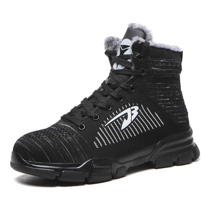 Herren Stahlkappenstiefel Winter Warm Komfortable Industriekonstruktion Rutschfeste Tennisarbeitssicherheitsschuhe