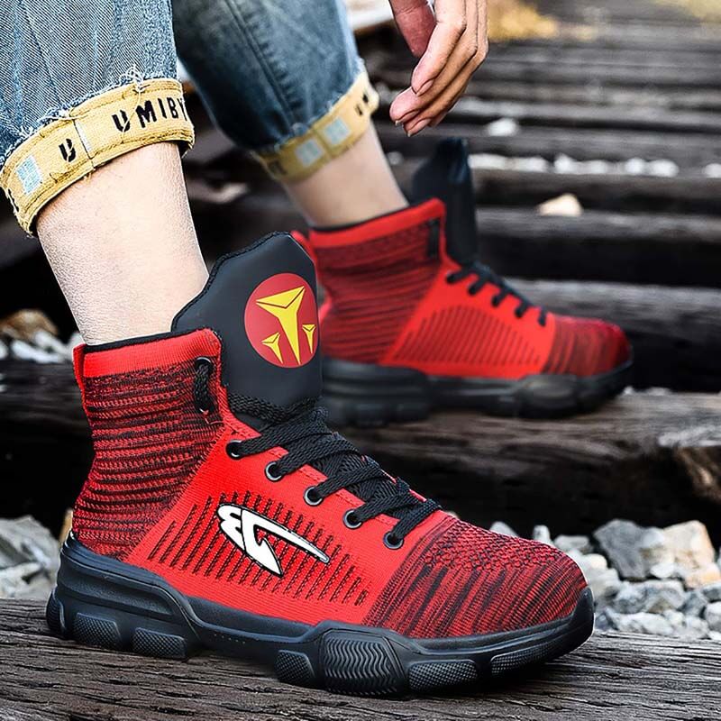 Herren Stahlkappenstiefel Winter Warm Komfortable Industriekonstruktion Rutschfeste Tennisarbeitssicherheitsschuhe