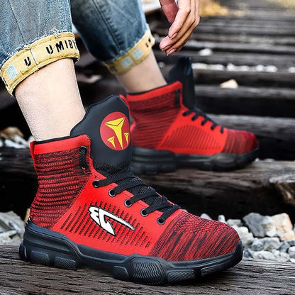 Herren Stahlkappenstiefel Winter Warm Komfortable Industriekonstruktion Rutschfeste Tennisarbeitssicherheitsschuhe