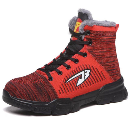 Herren Stahlkappenstiefel Winter Warm Komfortable Industriekonstruktion Rutschfeste Tennisarbeitssicherheitsschuhe