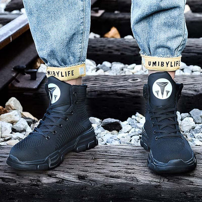 Herren Stahlkappenstiefel Winter Warm Komfortable Industriekonstruktion Rutschfeste Tennisarbeitssicherheitsschuhe