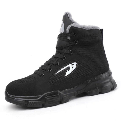 Herren Stahlkappenstiefel Winter Warm Komfortable Industriekonstruktion Rutschfeste Tennisarbeitssicherheitsschuhe