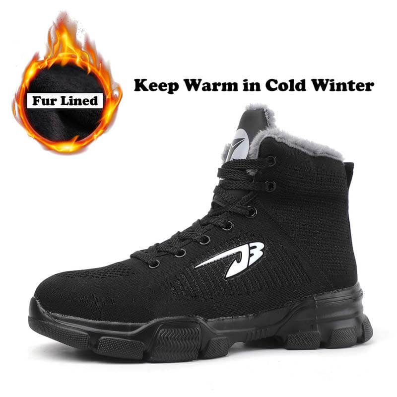 Herren Stahlkappenstiefel Winter Warm Komfortable Industriekonstruktion Rutschfeste Tennisarbeitssicherheitsschuhe