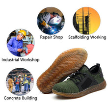 Lade das Bild in den Galerie-Viewer, Herren Arbeitsschuhe Mesh Breathable Lightweight Comfortable Steel Toe Safety Industriebau Rutschfeste Schuhe
