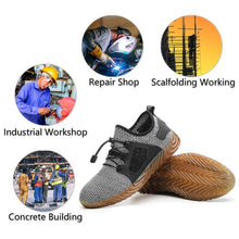 Lade das Bild in den Galerie-Viewer, Herren Arbeitsschuhe Mesh Breathable Lightweight Comfortable Steel Toe Safety Industriebau Rutschfeste Schuhe
