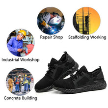 Lade das Bild in den Galerie-Viewer, Herren Arbeitsschuhe Mesh Breathable Lightweight Comfortable Steel Toe Safety Industriebau Rutschfeste Schuhe
