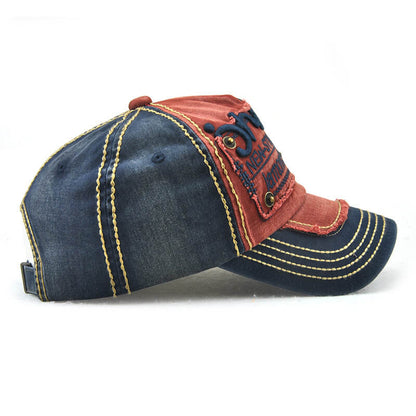 Herren Vintage verstellbare Denim Patch Baseball Cap Outdoor Casual Travel Sonnenschutz Hut