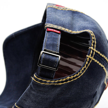Herren Vintage verstellbare Denim Patch Baseball Cap Outdoor Casual Travel Sonnenschutz Hut
