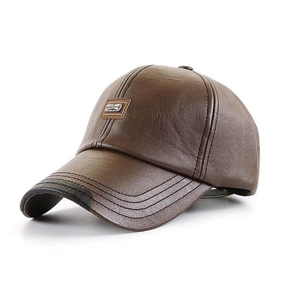 Men PU leather vintage baseball cap casual outdoor adjustable warm lightness hats