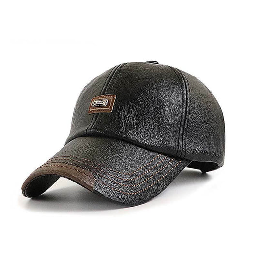 Herren PU Leder Vintage Baseball Cap Casual Outdoor einstellbar warme Leichtigkeit Hüte