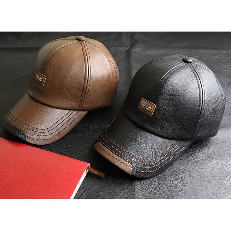 Men PU leather vintage baseball cap casual outdoor adjustable warm lightness hats