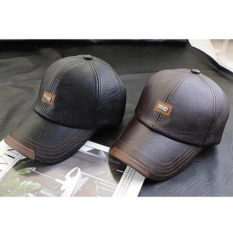 Men PU leather vintage baseball cap casual outdoor adjustable warm lightness hats