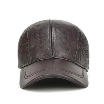 Capas de béisbol de cuero real de invierno para hombres con aletas de oreja al aire libre Camionador cálido sombreros ajustables ajustables