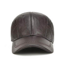Lade das Bild in den Galerie-Viewer, Herren Winter echte Leder Baseball Caps mit Ohrenklappen Outdoor Warm Trucker verstellbare Hüte
