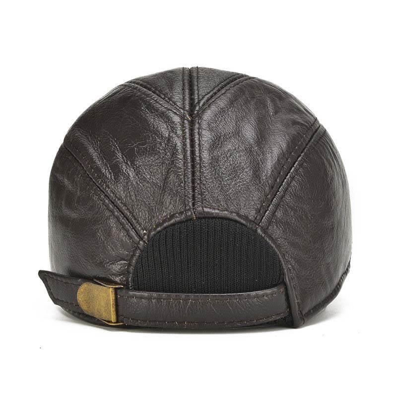 Capas de béisbol de cuero real de invierno para hombres con aletas de oreja al aire libre Camionador cálido sombreros ajustables ajustables