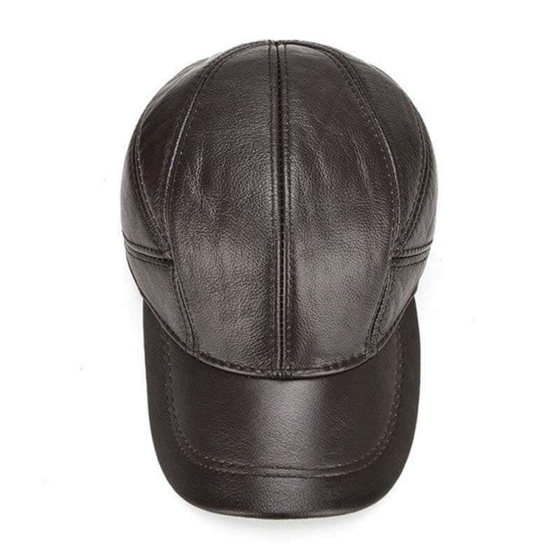 Capas de béisbol de cuero real de invierno para hombres con aletas de oreja al aire libre Camionador cálido sombreros ajustables ajustables