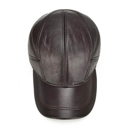 Capas de béisbol de cuero real de invierno para hombres con aletas de oreja al aire libre Camionador cálido sombreros ajustables ajustables
