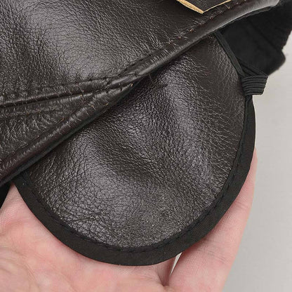 Capas de béisbol de cuero real de invierno para hombres con aletas de oreja al aire libre Camionador cálido sombreros ajustables ajustables