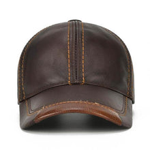 Lade das Bild in den Galerie-Viewer, Herren Rindsleder Leder Baseball Cap Casual Gemütliche Hochwertige Sun Shade Leder Cap Verstellbar
