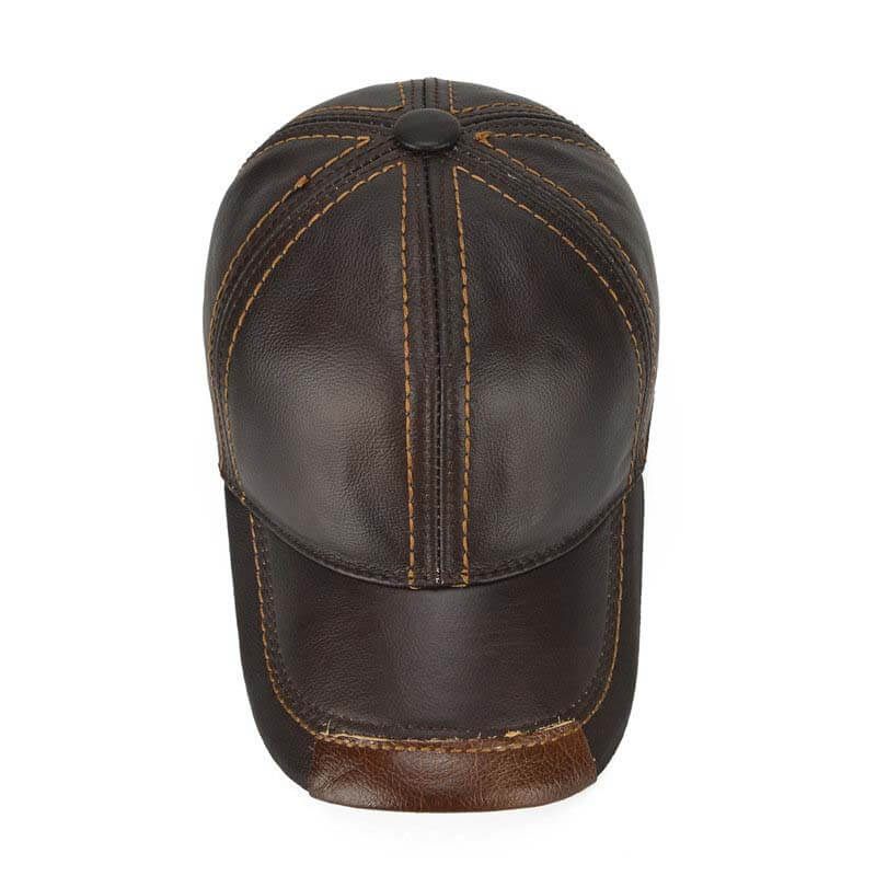 Men's cowhide leather baseball cap casual cozy high -quality sun shade leather cap adjustable