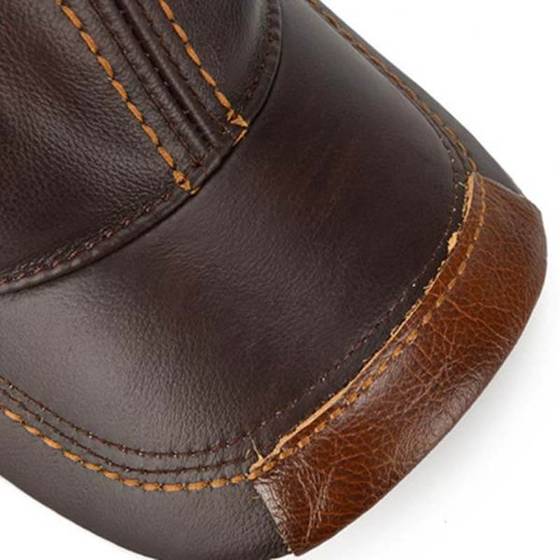 Men's cowhide leather baseball cap casual cozy high -quality sun shade leather cap adjustable