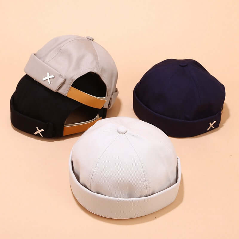 Herren & Damen Sailor Cap Rolled Cuff Retro Krempen ohne Hut Beanie Hats Skull Caps