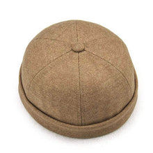 Lade das Bild in den Galerie-Viewer, Herren Solid French Bucket Cap Flanging Schädelkappe Sailor Cap Rolled Cuff Retro Fashion Krempenlose Hüte
