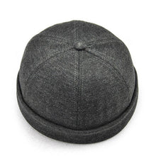 Lade das Bild in den Galerie-Viewer, Herren Solid French Bucket Cap Flanging Schädelkappe Sailor Cap Rolled Cuff Retro Fashion Krempenlose Hüte

