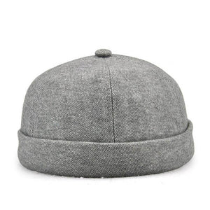 Herren Solid French Bucket Cap Flanging Schädelkappe Sailor Cap Rolled Cuff Retro Fashion Krempenlose Hüte