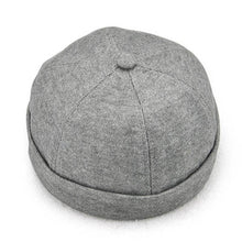 Lade das Bild in den Galerie-Viewer, Herren Solid French Bucket Cap Flanging Schädelkappe Sailor Cap Rolled Cuff Retro Fashion Krempenlose Hüte
