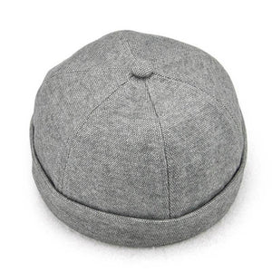Herren Solid French Bucket Cap Flanging Schädelkappe Sailor Cap Rolled Cuff Retro Fashion Krempenlose Hüte